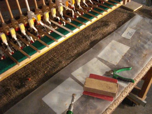 18 - Hammer shanks cleaned, tips sanded to even  length.